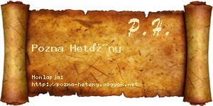 Pozna Hetény névjegykártya